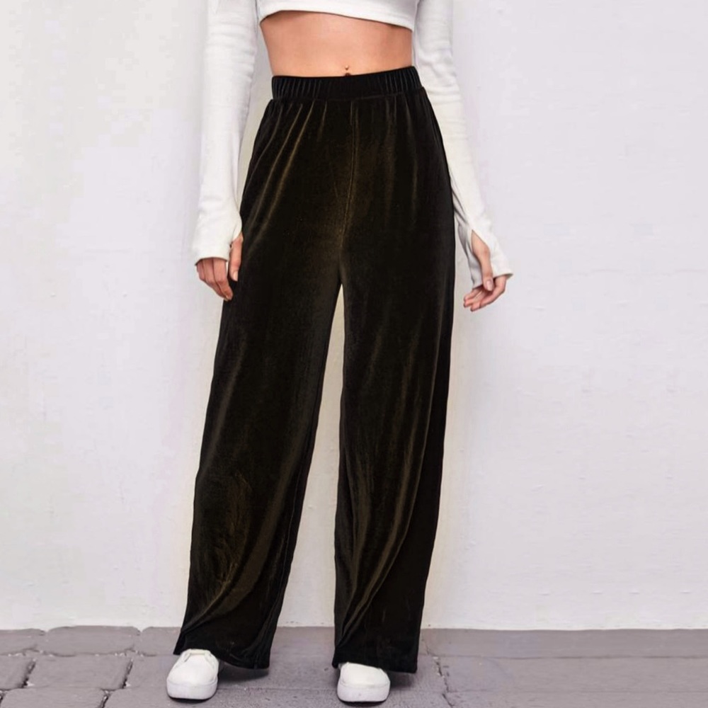 Vintage velvet Elastic Waist Straight Pants